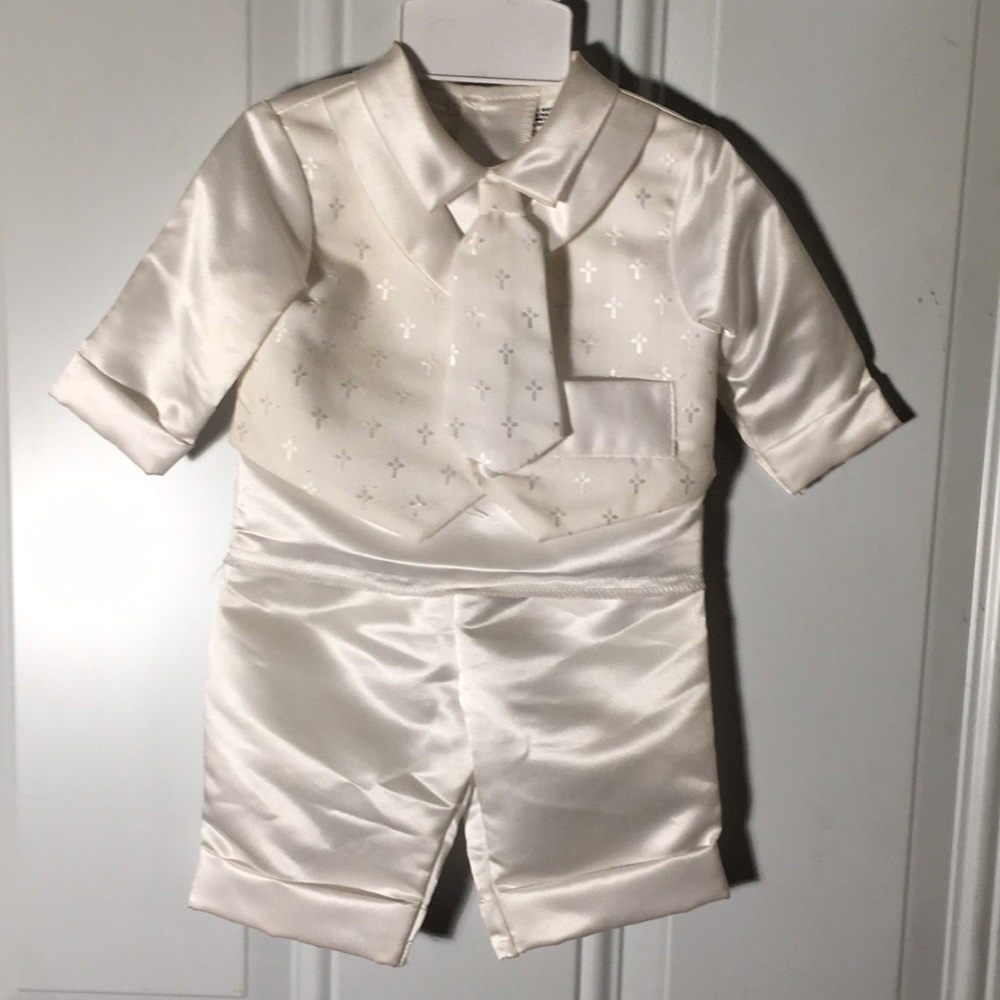 Baby 3piece white pants, shirt and tie - Picture 1 of 6